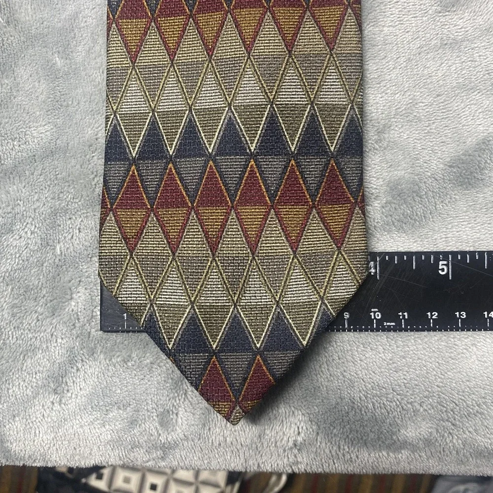 Zinc Tie Mens One‎ Size Multicolor Geometric Silk Wide Handmade Jacquard Necktie